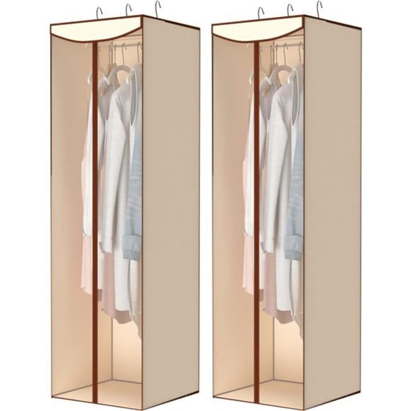 2-Pack Hanging Garment Bag, Long Garment Cover for Closet, Clear Garment Bags